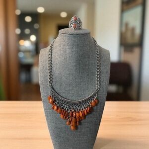 Beaded Necklace with Ring